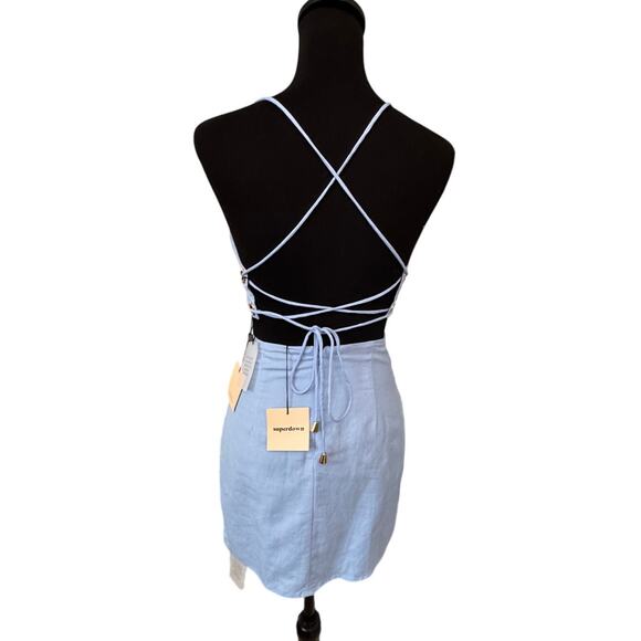 New SUPERDOWN REVOLVE Women's Light Blue Milah Wrap Two-Piece Skirt Set Size M - Picture 6 of 7